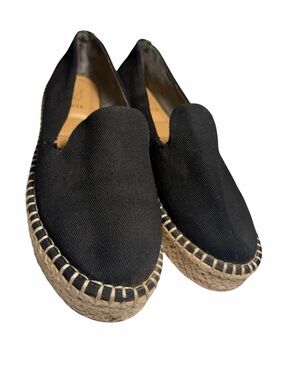 Joie Black Canvas Espadrille Platform Slip-Ons